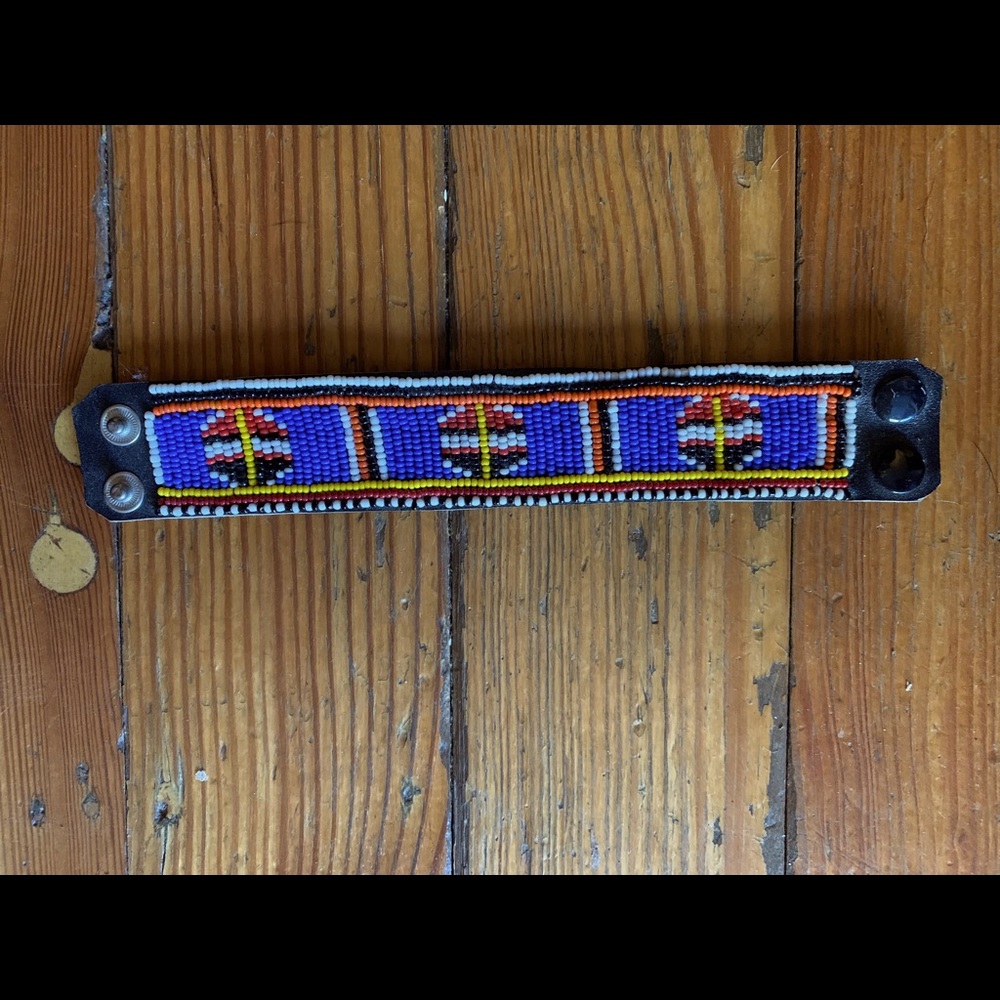 Authentic African beaded leather bracelet